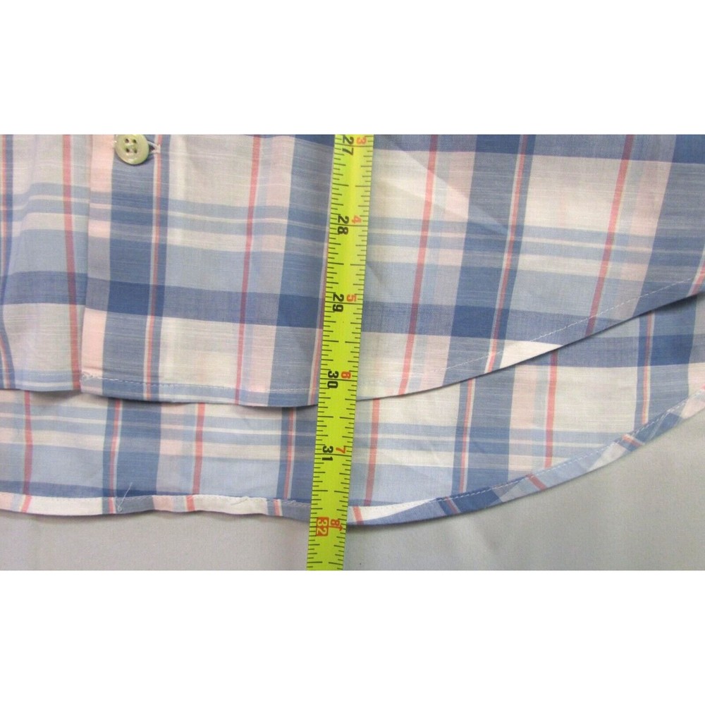 Peter Millar Men's Medium Blue Plaid Button Down Long Sleeve Cotton Spandex - Picture 11 of 12